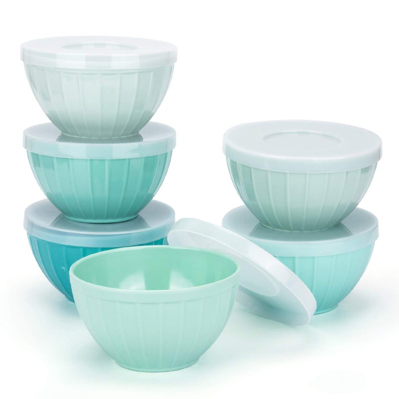 KX-WARE Melamine Bowls with Lids - 15oz 5-inch Cereal/Salad/Prep Bowls, Set of 6 in 6 Assorted Colors | Shatter-Proof and Chip-Resistant Dishwasher Safe, BPA Free - Image 1